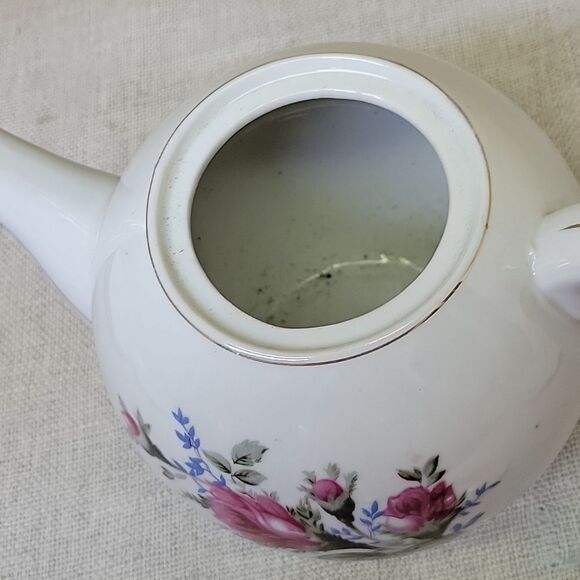 Vintage Fred Roberts Company Floral Porcelain Teapot 4 Saucers - Picture 4 of 9